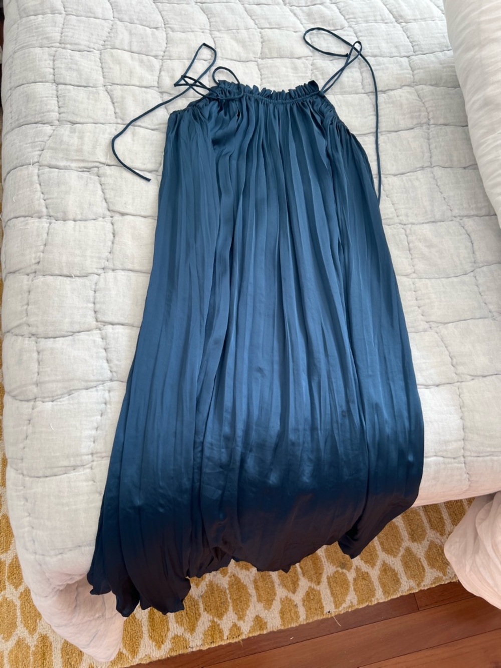 Zara pleated satin maxi dress - dusty blue